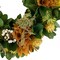 11-Inch Orange Mixed Floral Spring Wreath Small Artificial Flower Accent for Door or Wall